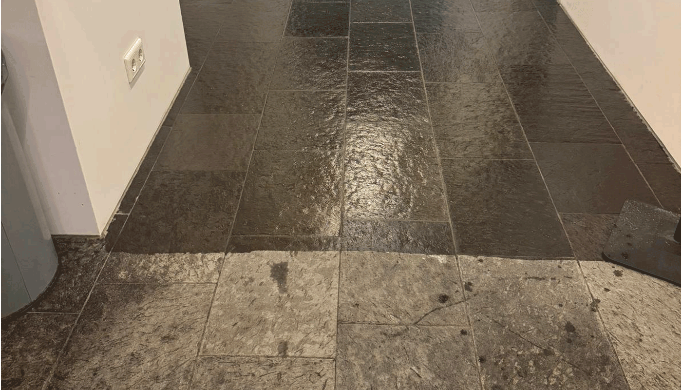 Leisteen polijsten Azzurro Wellness Leisteen doorloop pad boucharden en kleurverdiepen